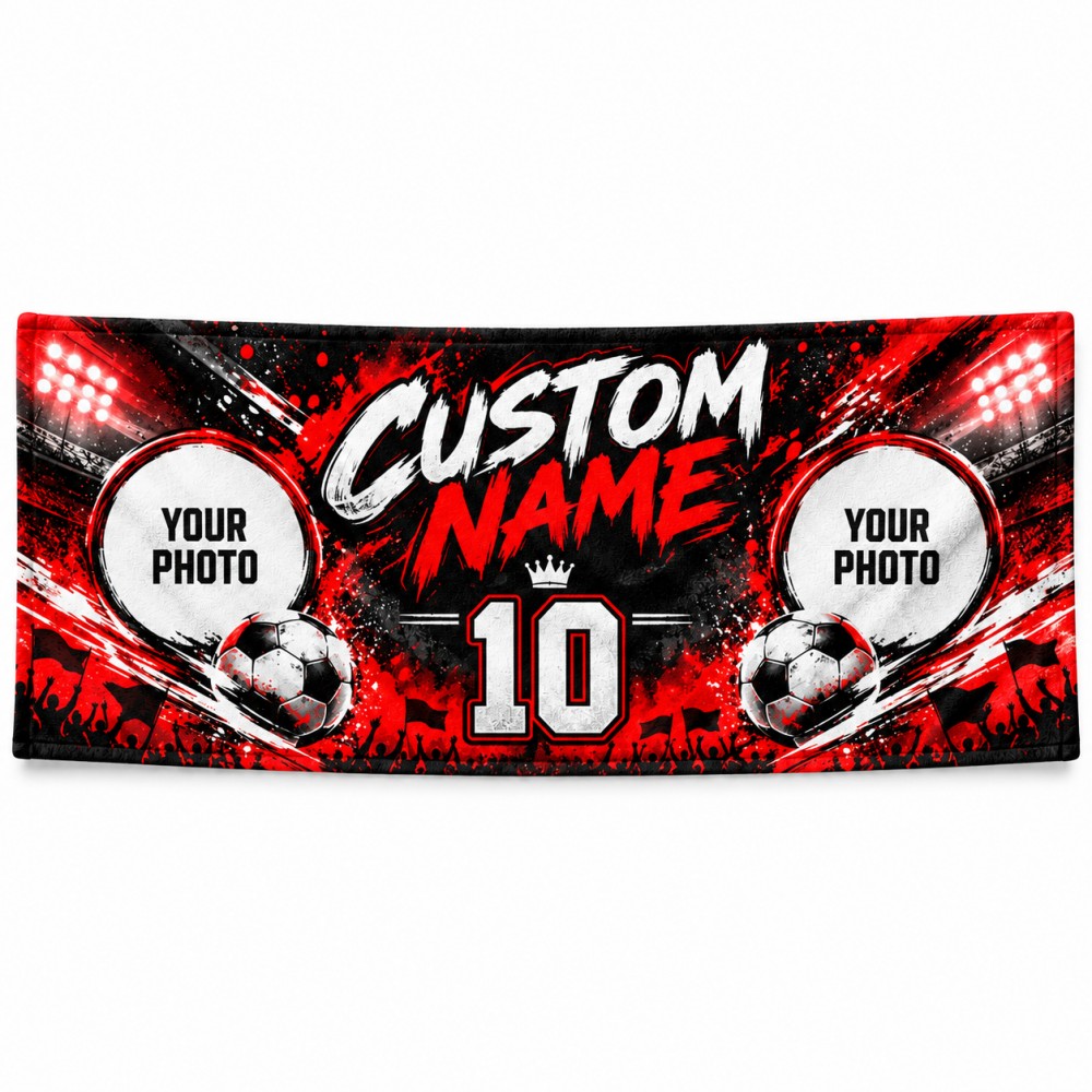Party Games Name - 1 Stück personalisiertes Fußball-Fanhandtuch mit Foto,
